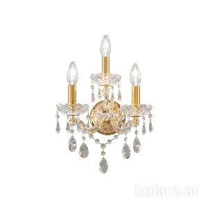 KOLARZ Leuchten von KOLARZ Leuchten Wandleuchte SCHÖNBRUNN, KOLARZ Pure Kristalle, 24 Karat Gold, 28/32/29 24 Karat Gold, Breite 28cm, Höhe 32cm, 3-flammig, E14 3844.63.3.SpT